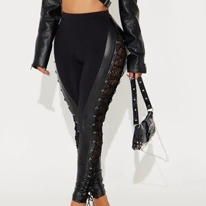 Black laced up leggings